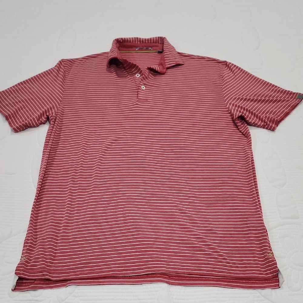 Tasc Performance Men's Striped Golf Polo Shirt - Red